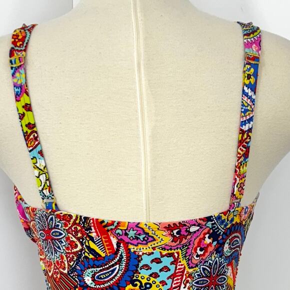 Bleu Rod Beattie One Piece Swimsuit Plunging Neckline Paisley Multicolor 8 - Picture 6 of 9